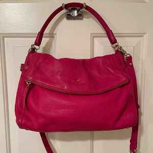 Kate spade ♠️ fuchsia pebbled leather crossbody bag. EUC